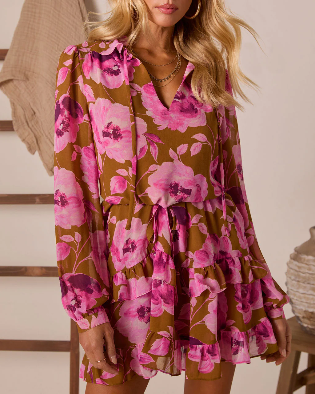 Charleston Waist Tie Floral Mini Dress - Image 3