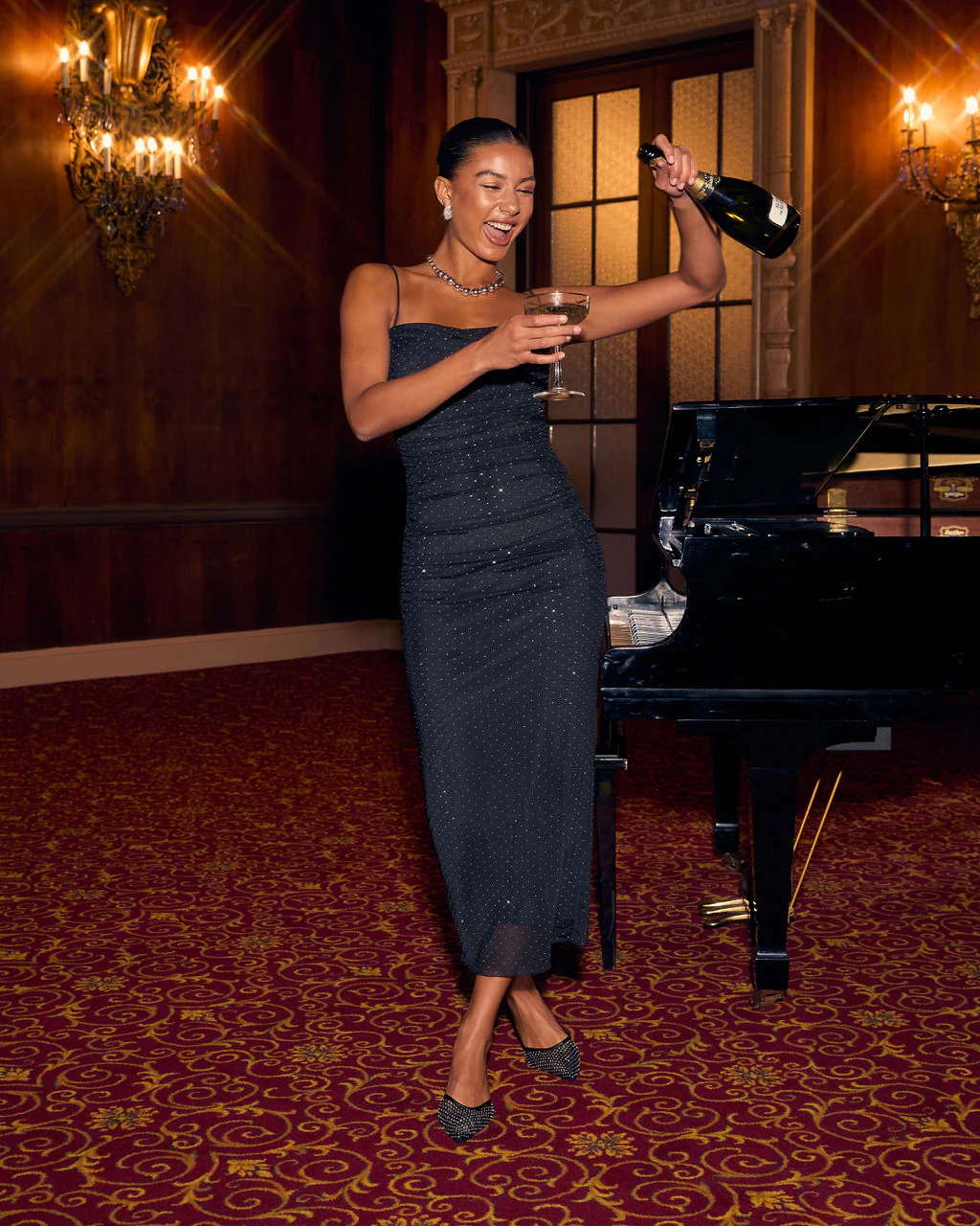 Cheers To You Embellished Mesh Midi Dress - Image 5