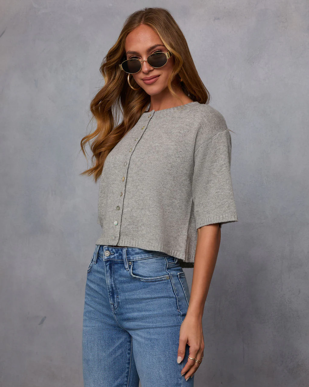 Chic Escape Button Detail Short Sleeve Cardigan - Image 9