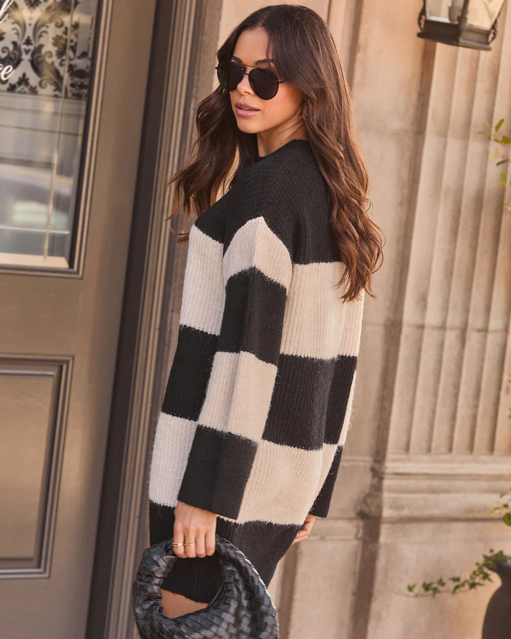 Chic Frills Contrast Stripe Sweater Dress - Image 4