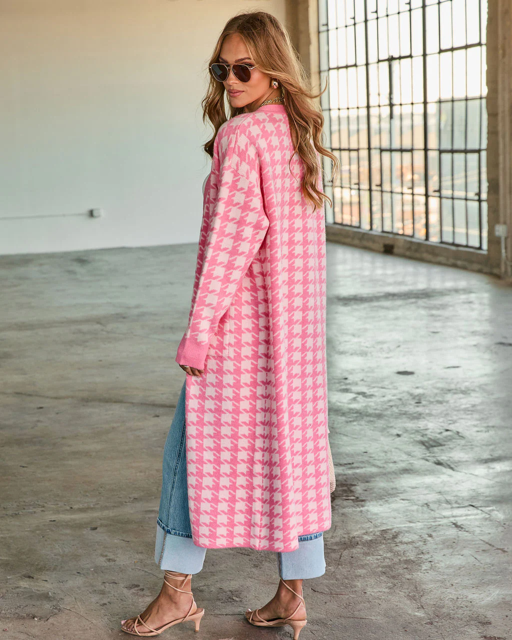 Chill Edit Houndstooth Longline Cardigan - Image 10