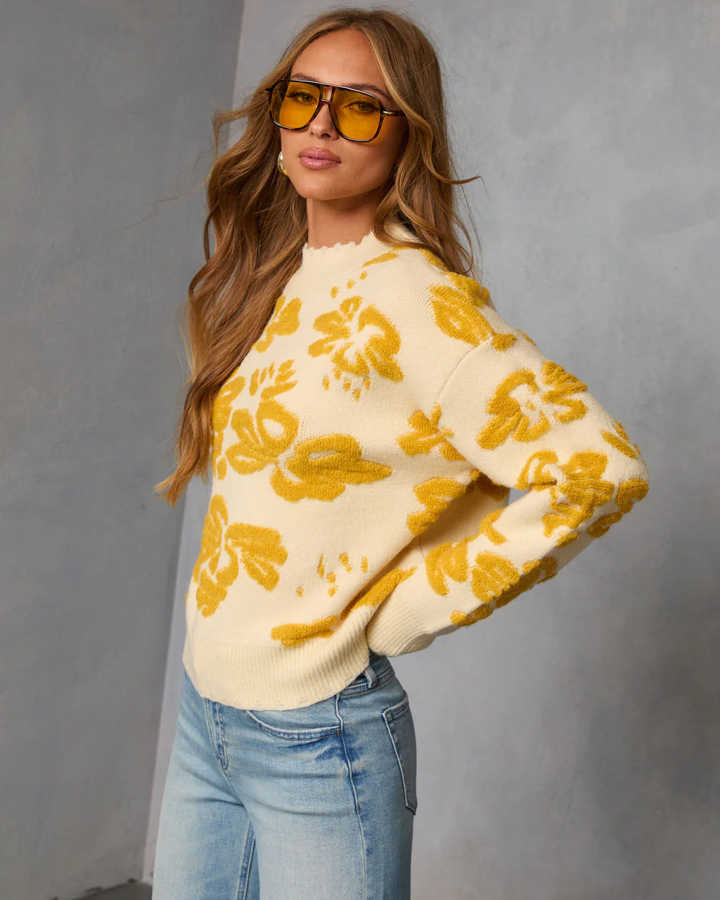 Chilly Days Textured Floral Sweater - Image 3
