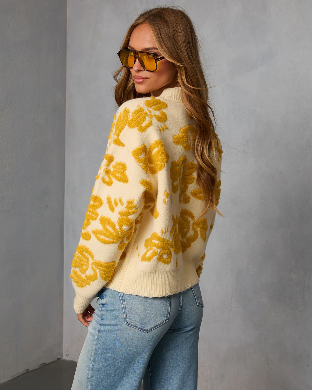 Chilly Days Textured Floral Sweater - Image 4