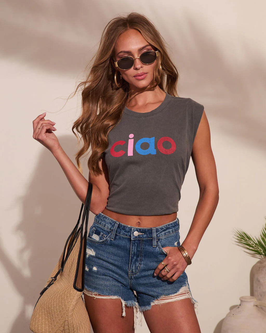 Ciao Babe Cotton Graphic Muscle Tee - Image 5