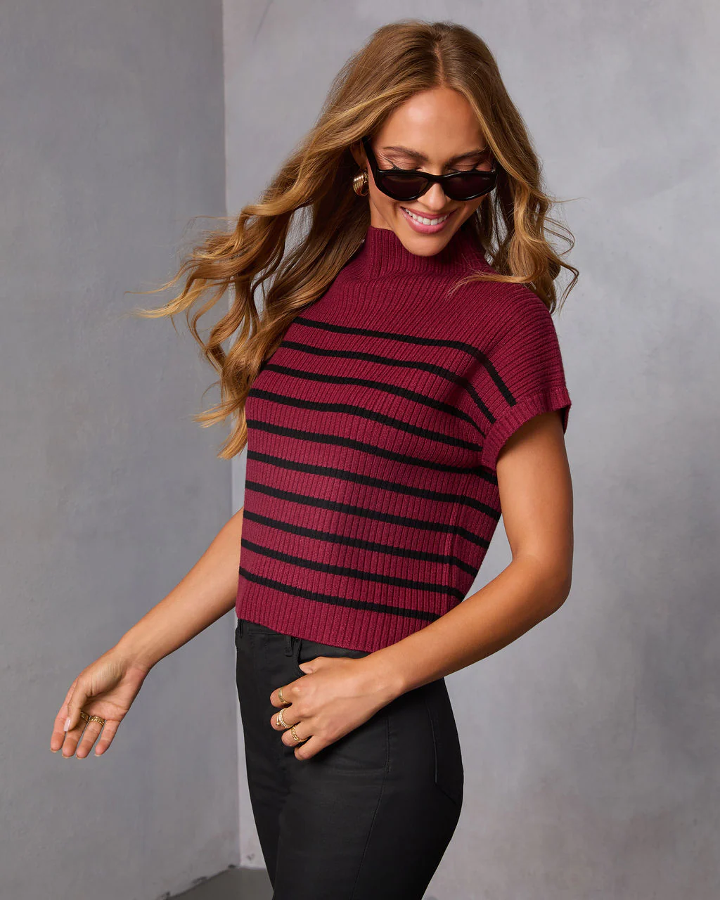 Cider Striped Mock Neck Sweater - Image 9