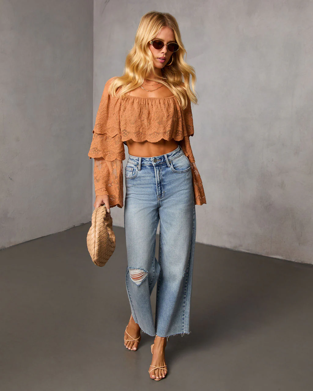 Cinnamon Trail Tiered Lace Crop Top - Image 2