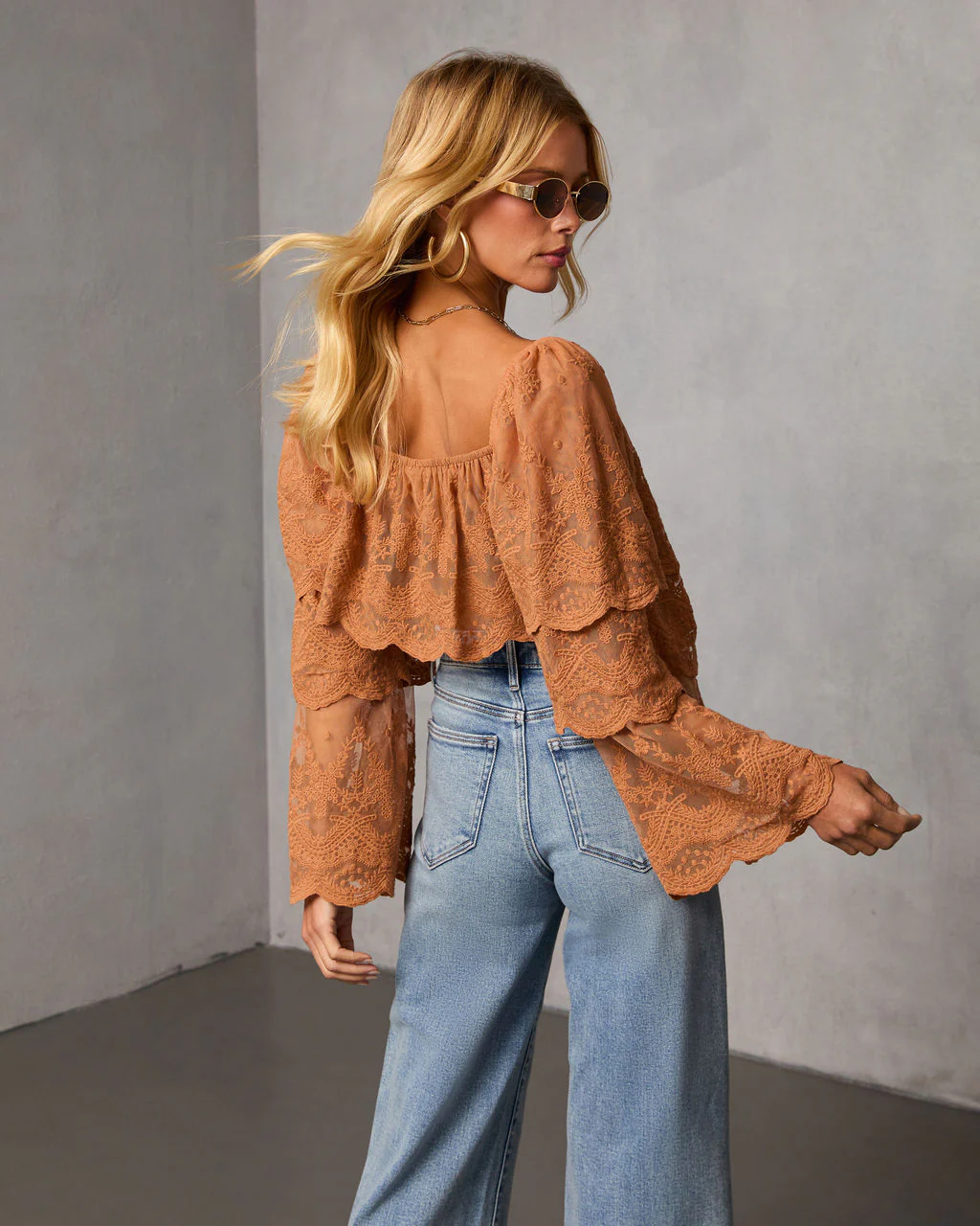 Cinnamon Trail Tiered Lace Crop Top - Image 4