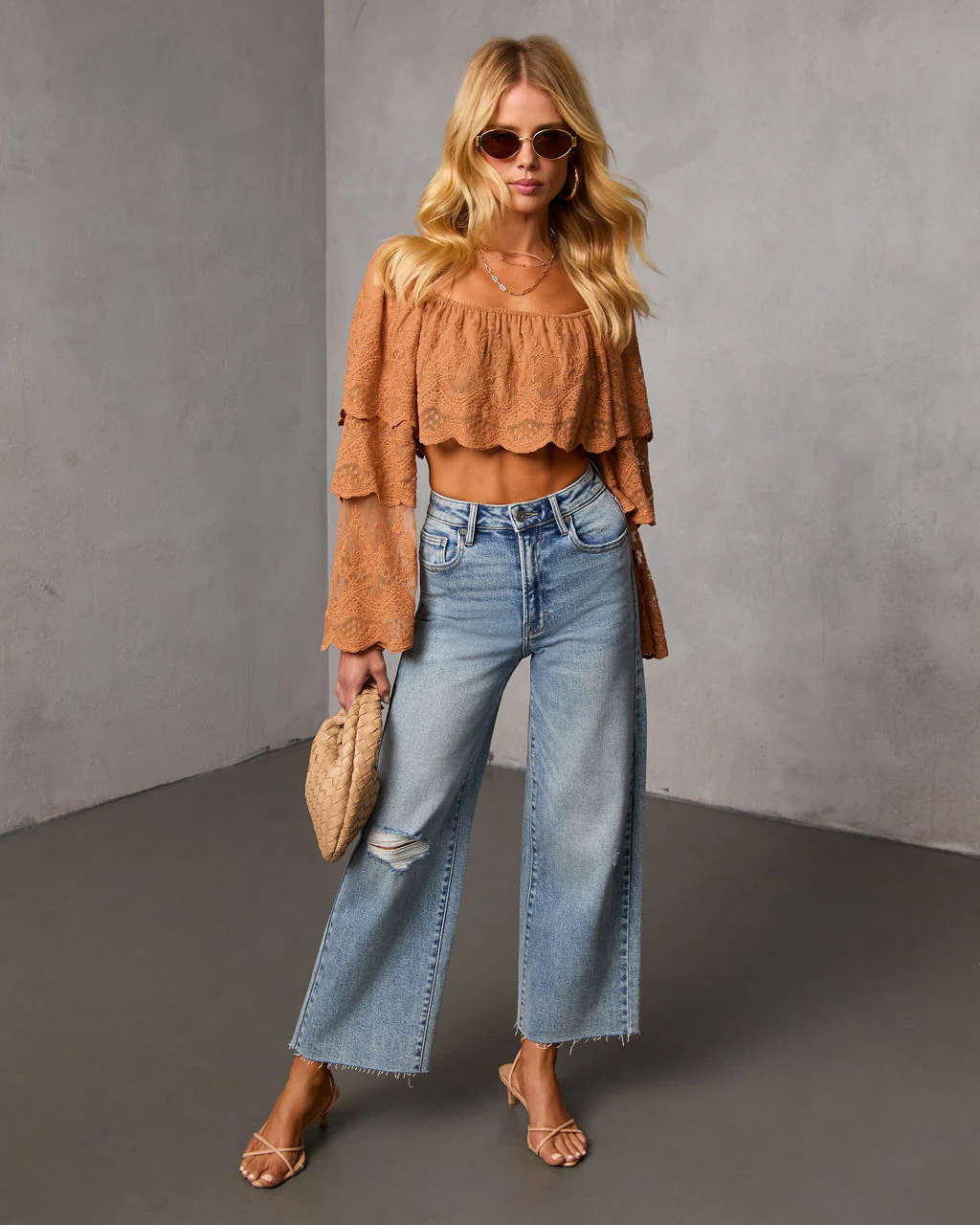 Cinnamon Trail Tiered Lace Crop Top - Image 6