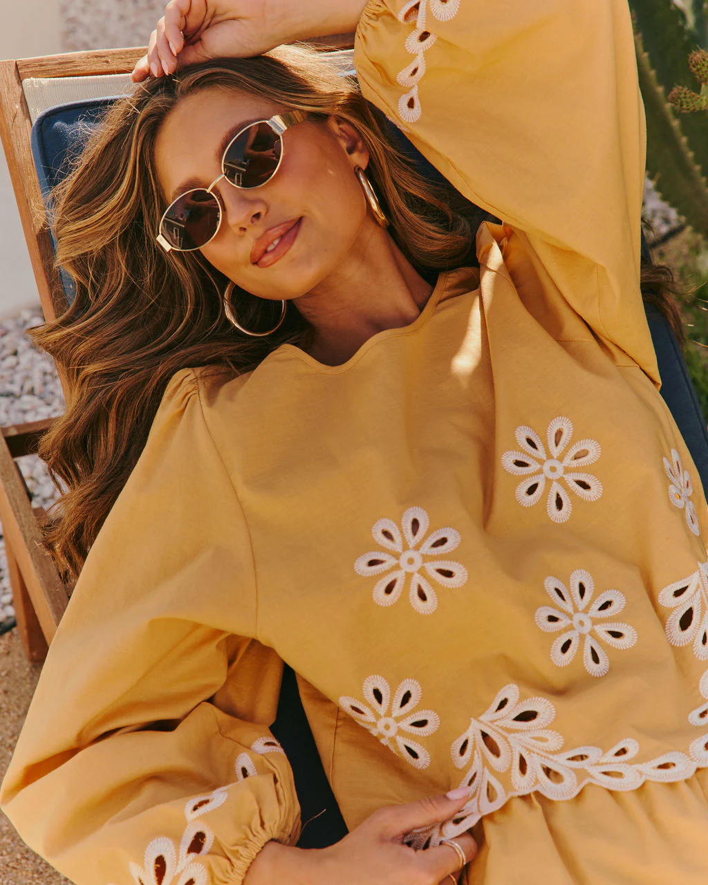 Citrus Meadow Embroidered Balloon Sleeve Blouse - Image 6