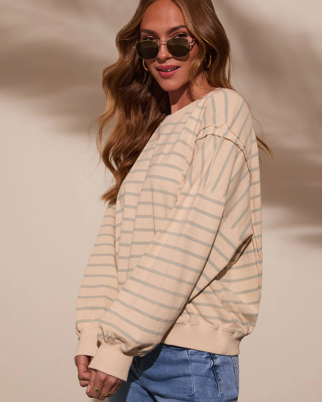 Classic Feel Striped Oversized Sweatshirt - Image 3