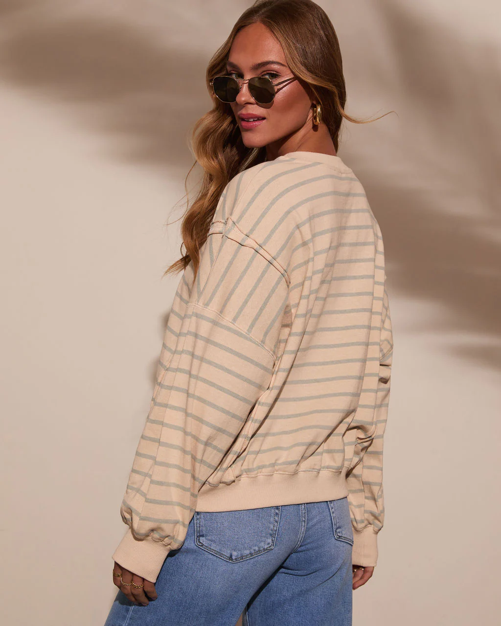Classic Feel Striped Oversized Sweatshirt - Image 4