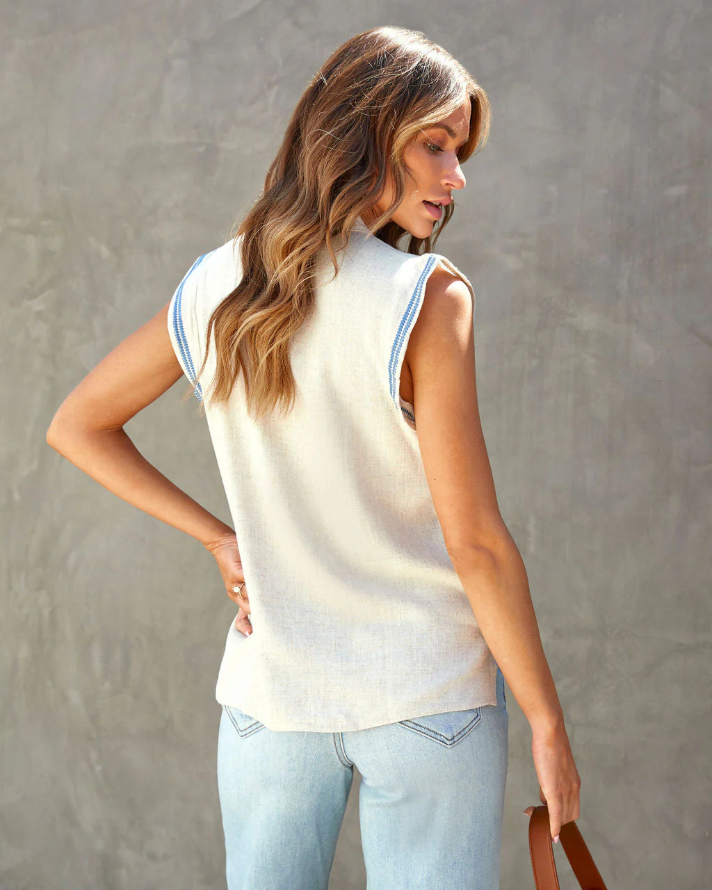 Claudine Embroidered Tassel Tie Top - Image 2