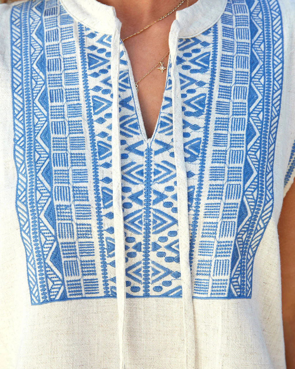 Claudine Embroidered Tassel Tie Top - Image 3