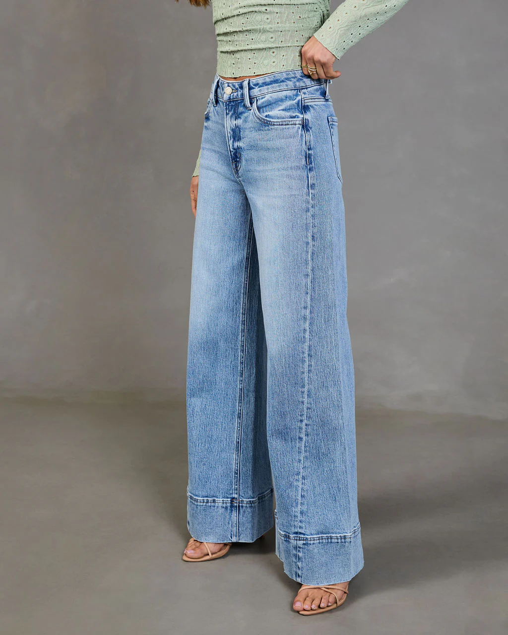 Clean Cut Stretch High Rise Wide Leg Jeans - Image 3