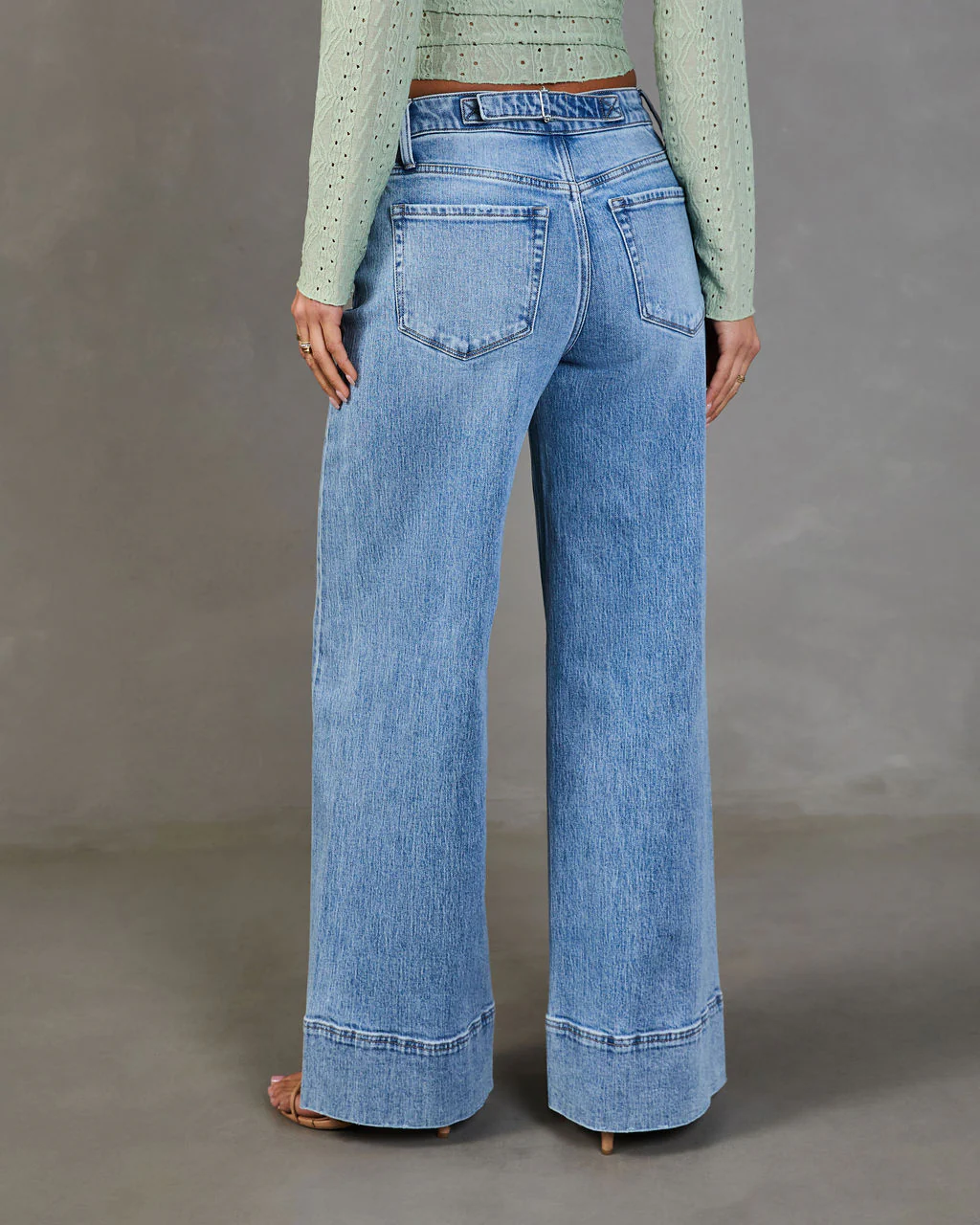 Clean Cut Stretch High Rise Wide Leg Jeans - Image 4