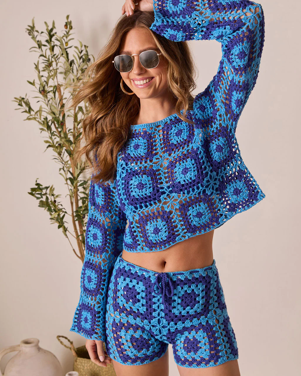 Clio Geometric Crochet Cover Up Shorts - Image 5