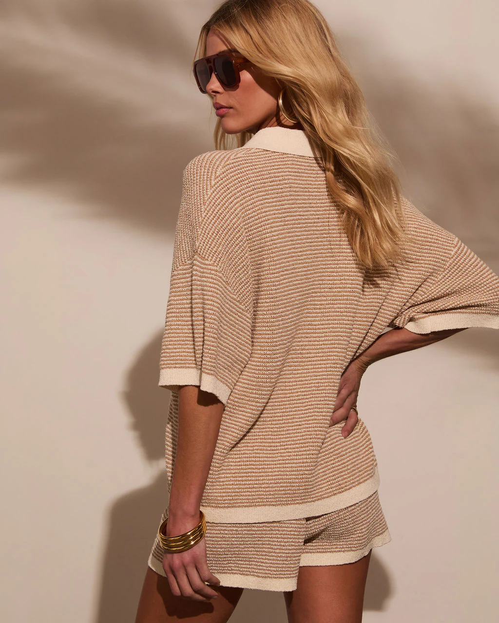 Cloud Nine Contrast Trim Knit Polo Top - Image 28