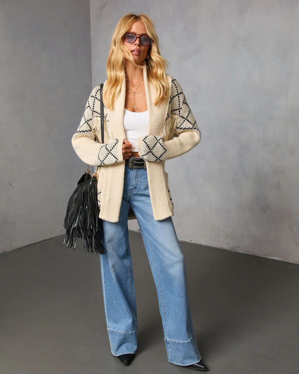 Cloudberry Fringe Waist Tie Sweater - Image 2