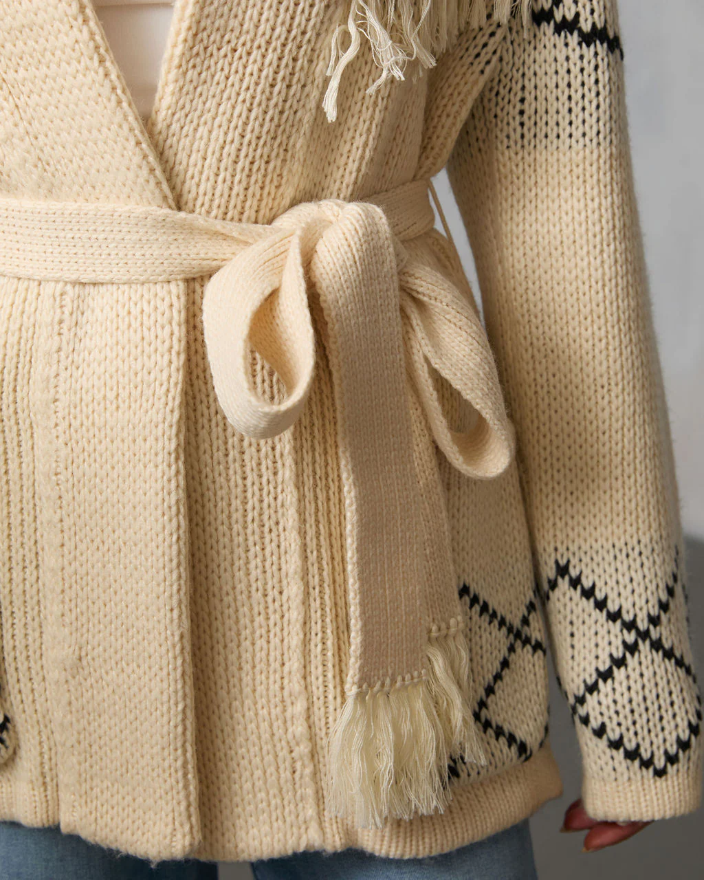 Cloudberry Fringe Waist Tie Sweater - Image 6