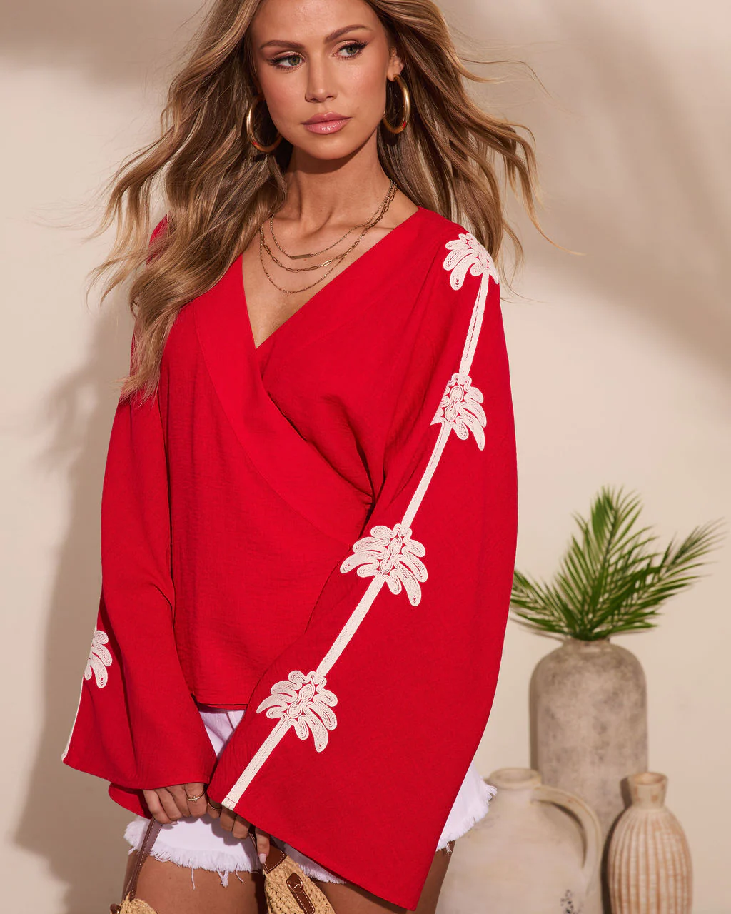 Coast Aura Abstract Floral Wrap Tie Blouse - Image 6