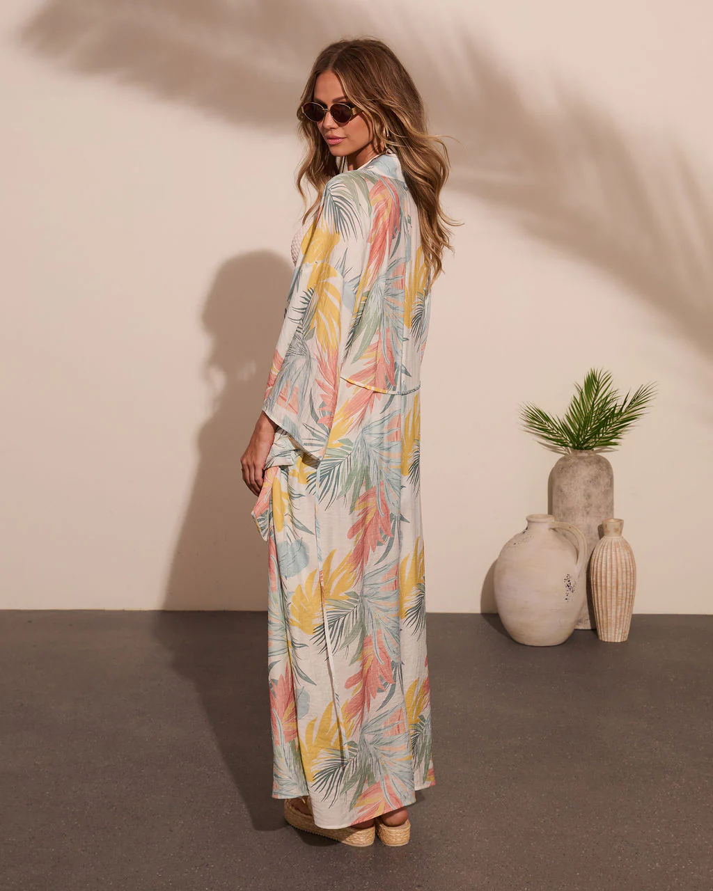 Coastal Gleam Tropical Wrap Tie Cover Up Maxi Dress - Image 4