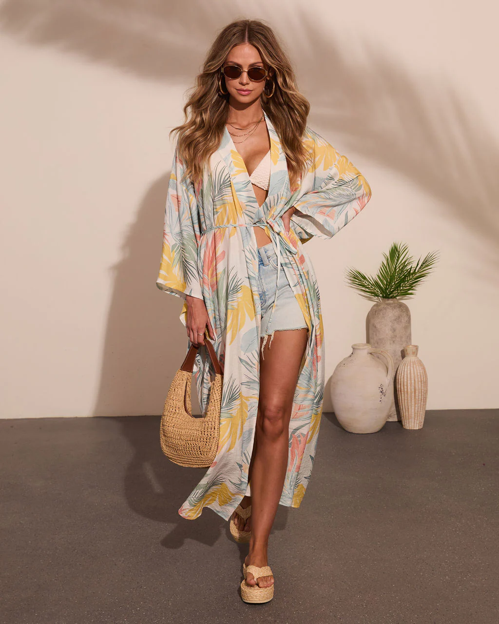Coastal Gleam Tropical Wrap Tie Cover Up Maxi Dress - Image 5