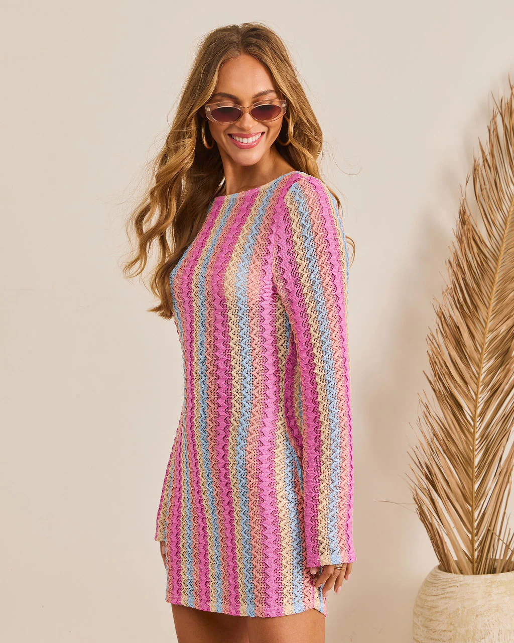 Coastal Market Crochet Cover Up Mini Dress - Image 3