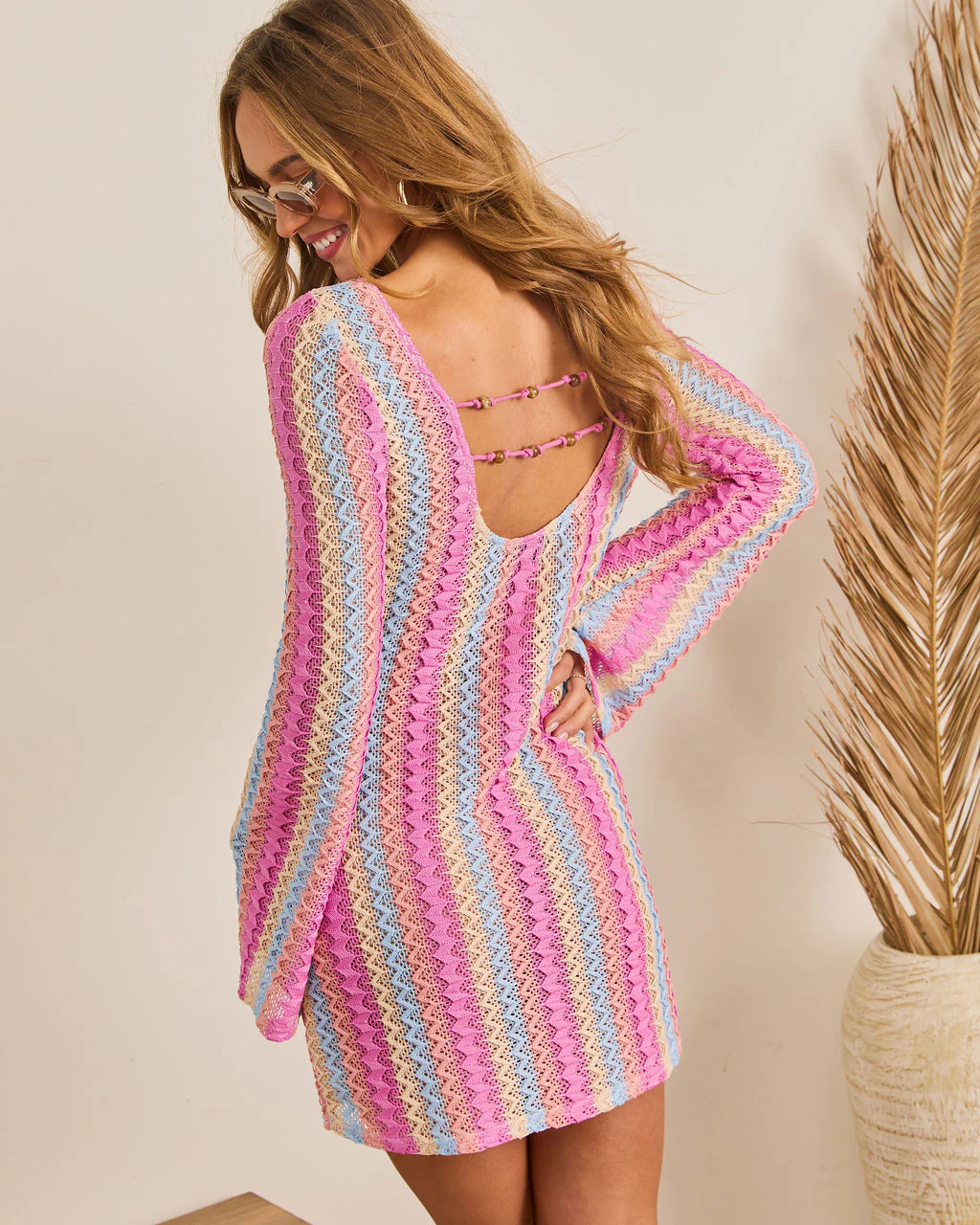 Coastal Market Crochet Cover Up Mini Dress - Image 4