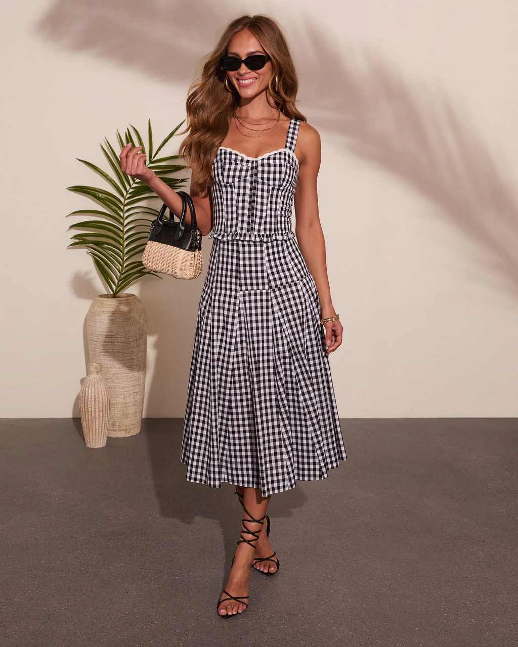 Coastal Picnic Gingham Print Corset Top - Image 5