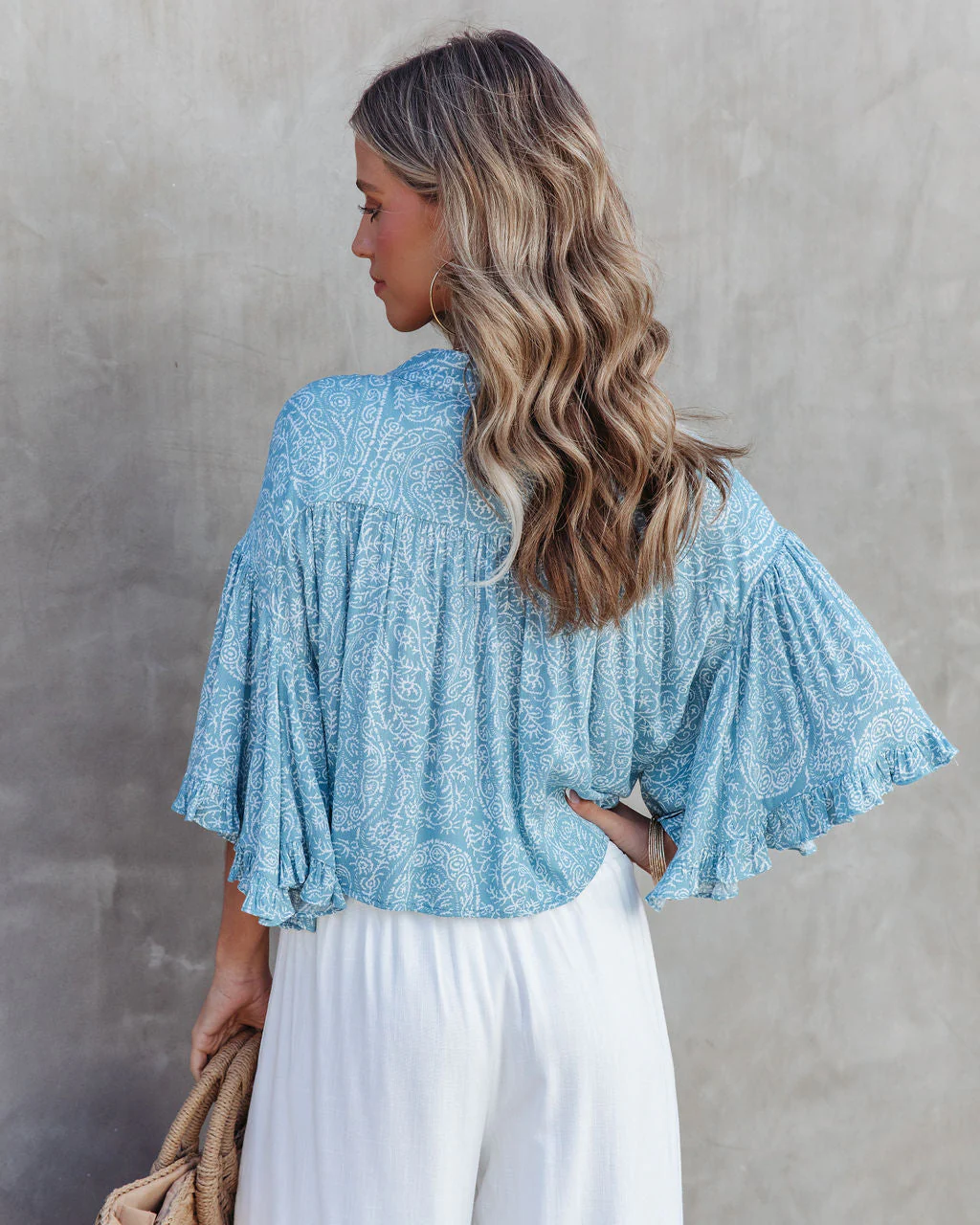 Coastal Waves Printed Front Tie Top - Image 4