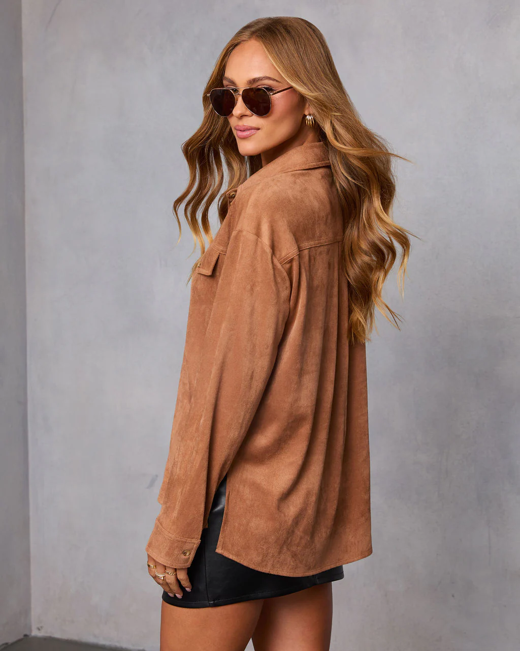 Cobian Suede Button Down Top - Image 4