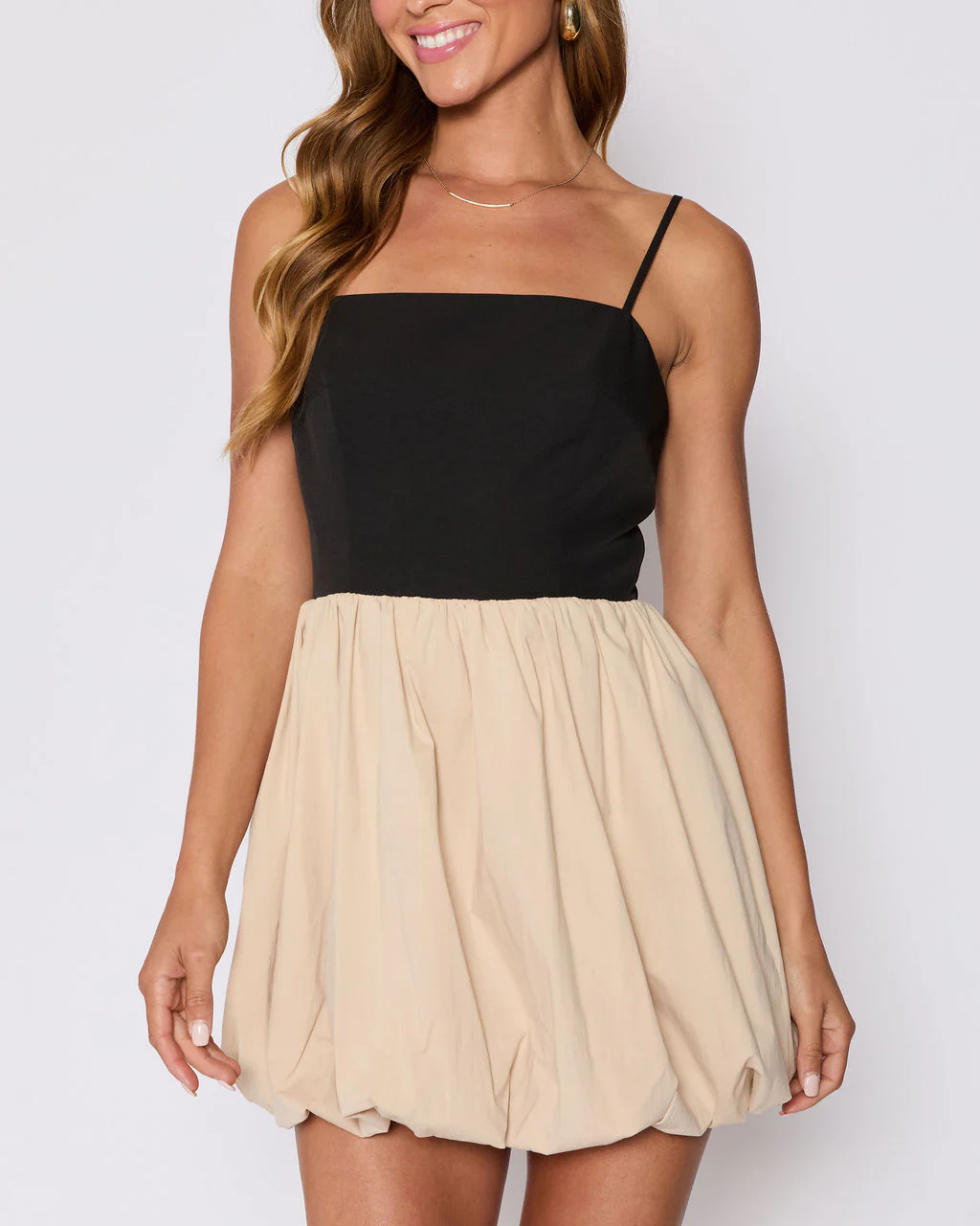 Colette Cotton Contrast Bubble Hem Mini Dress - Image 2