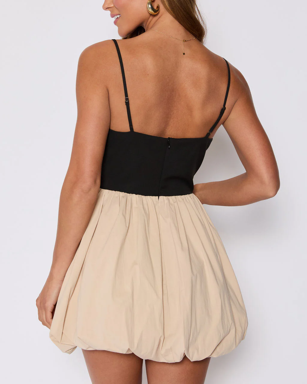 Colette Cotton Contrast Bubble Hem Mini Dress - Image 4