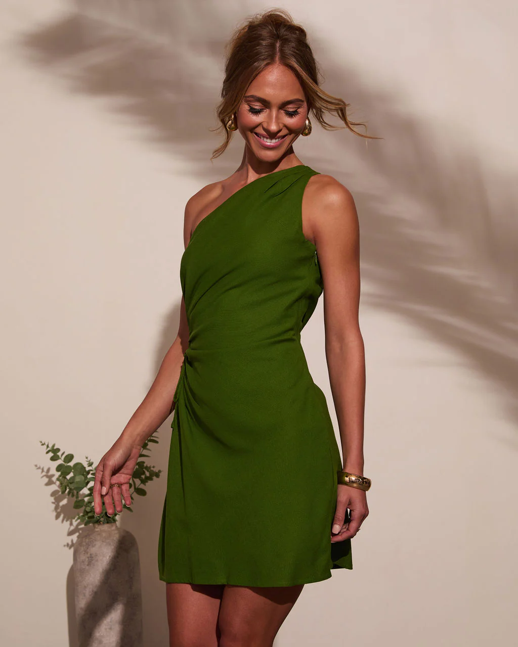 Collins Ruched One Shoulder Mini Dress - Image 3