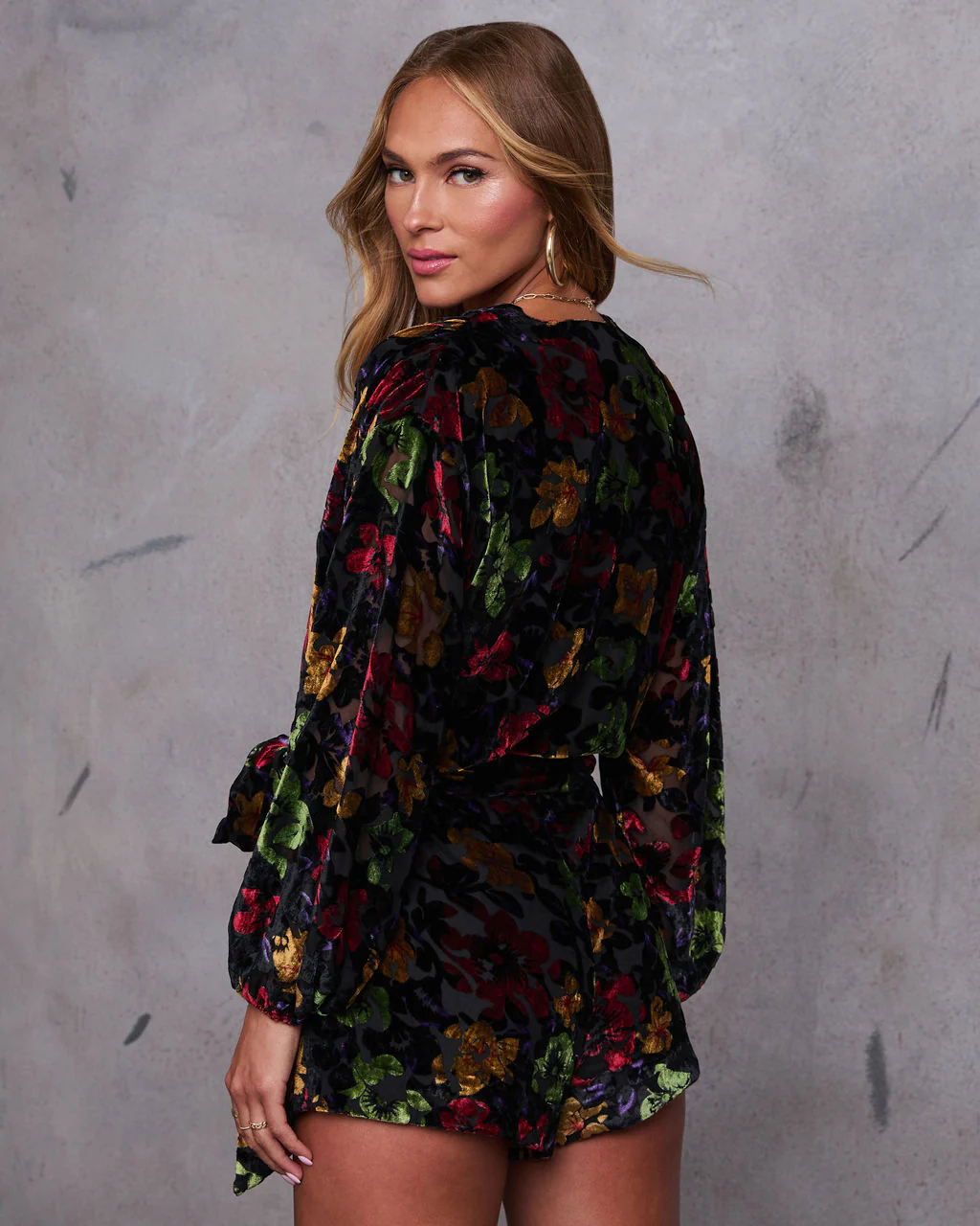 Come On Over Wrap Tie Velvet Romper - Image 4