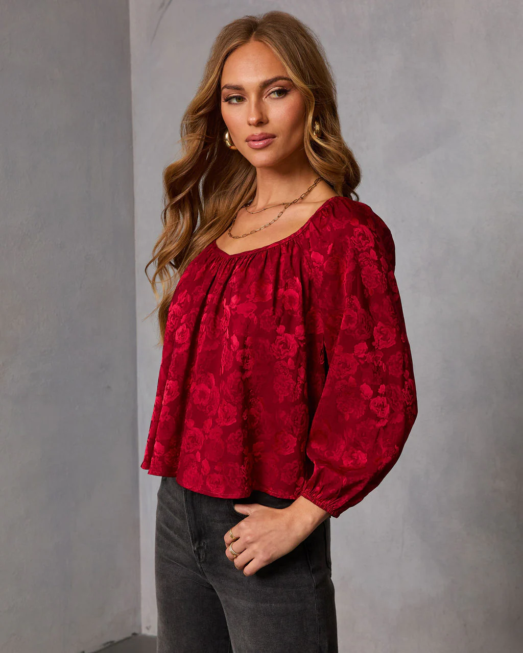 Cool Bloom Floral Jacquard Blouse - Image 3
