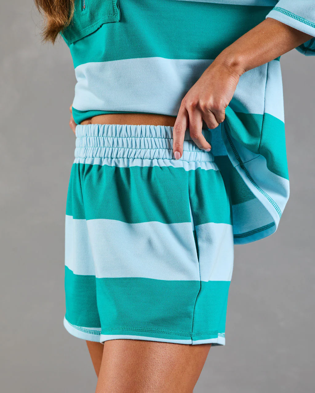 Cool Poise Striped Terry Sweatshorts - Image 3