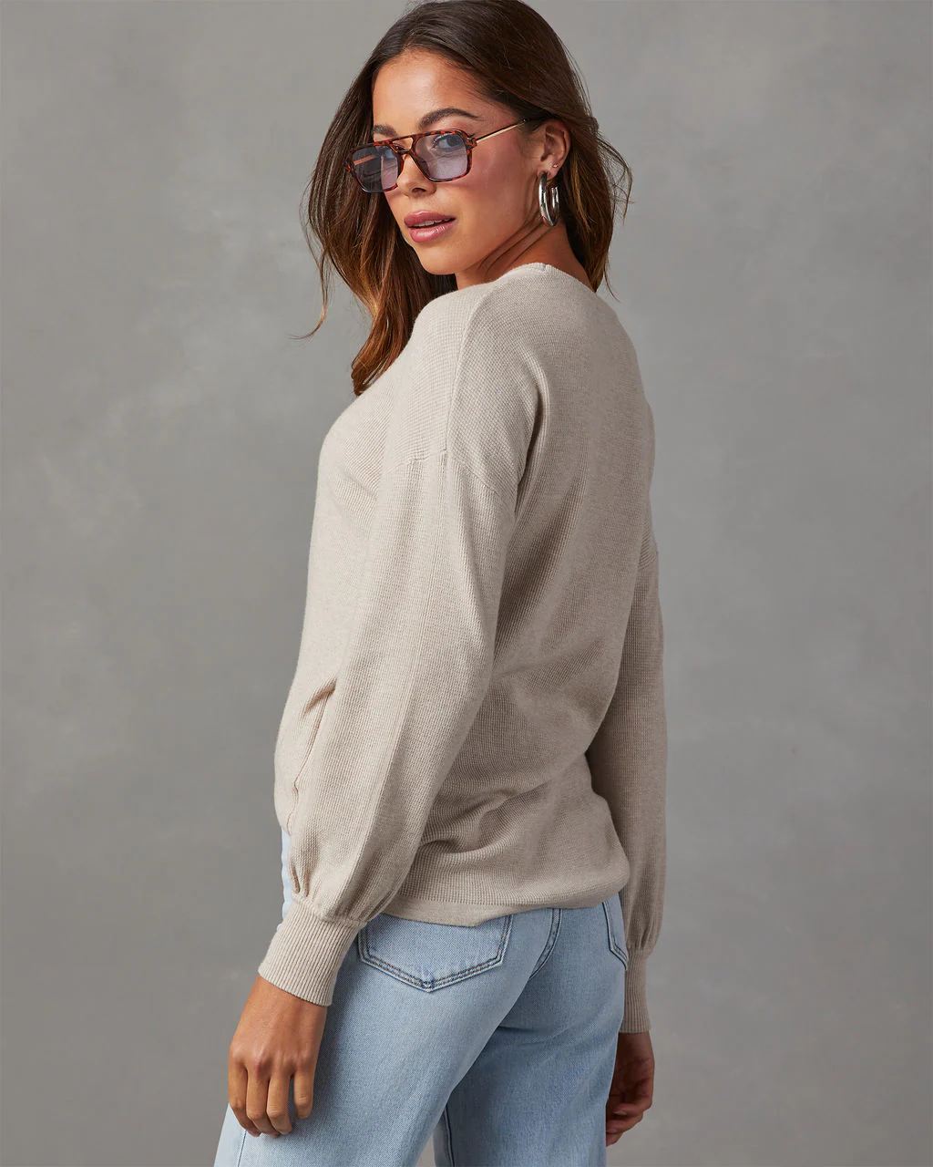 Coralee Waffle Knit Long Sleeve Top - Image 2