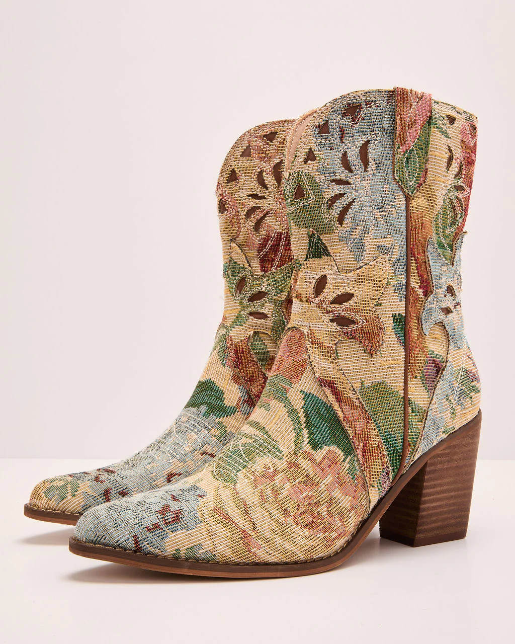 Coralie June Floral Tapestry Western Booties - Image 2
