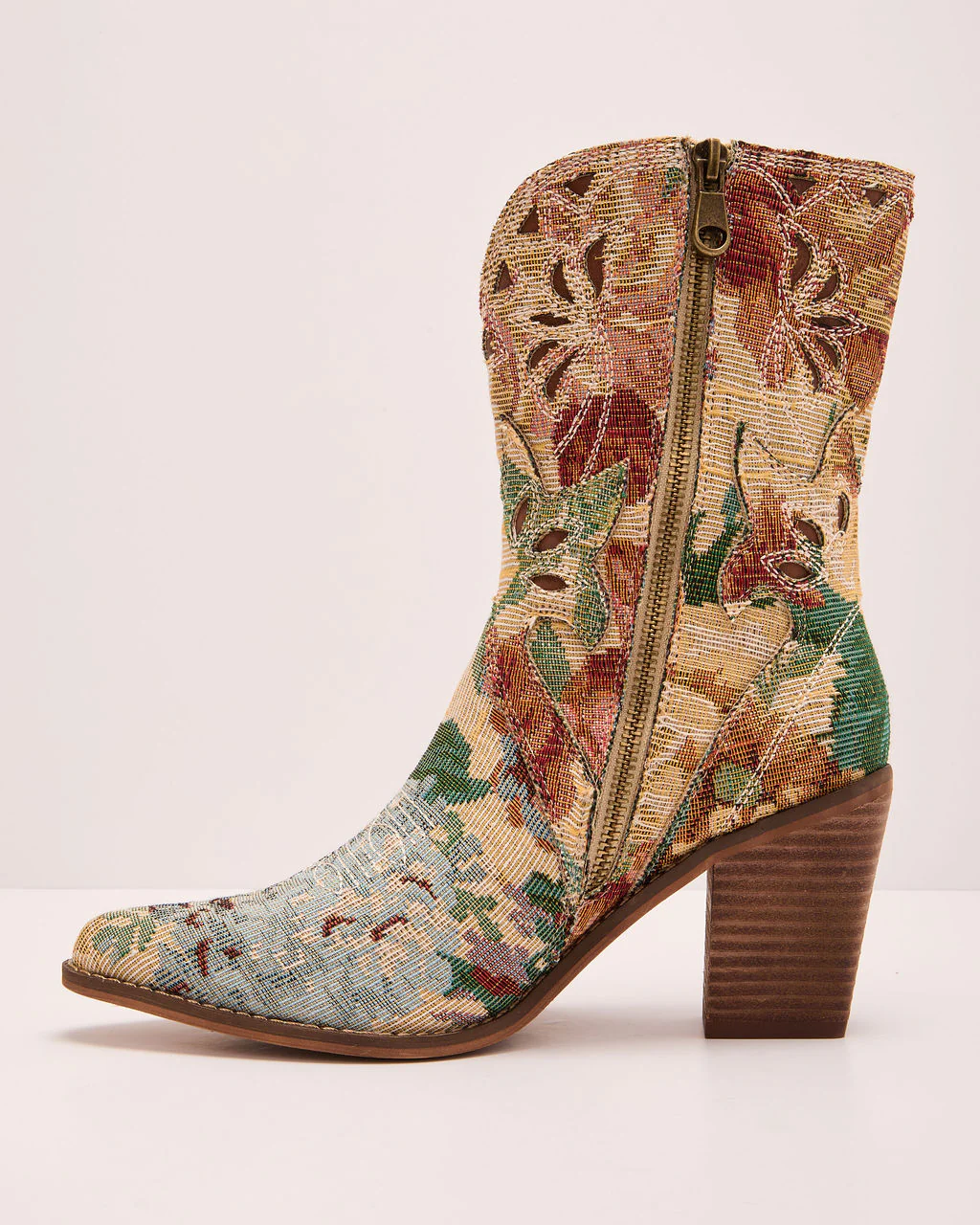 Coralie June Floral Tapestry Western Booties - Image 3