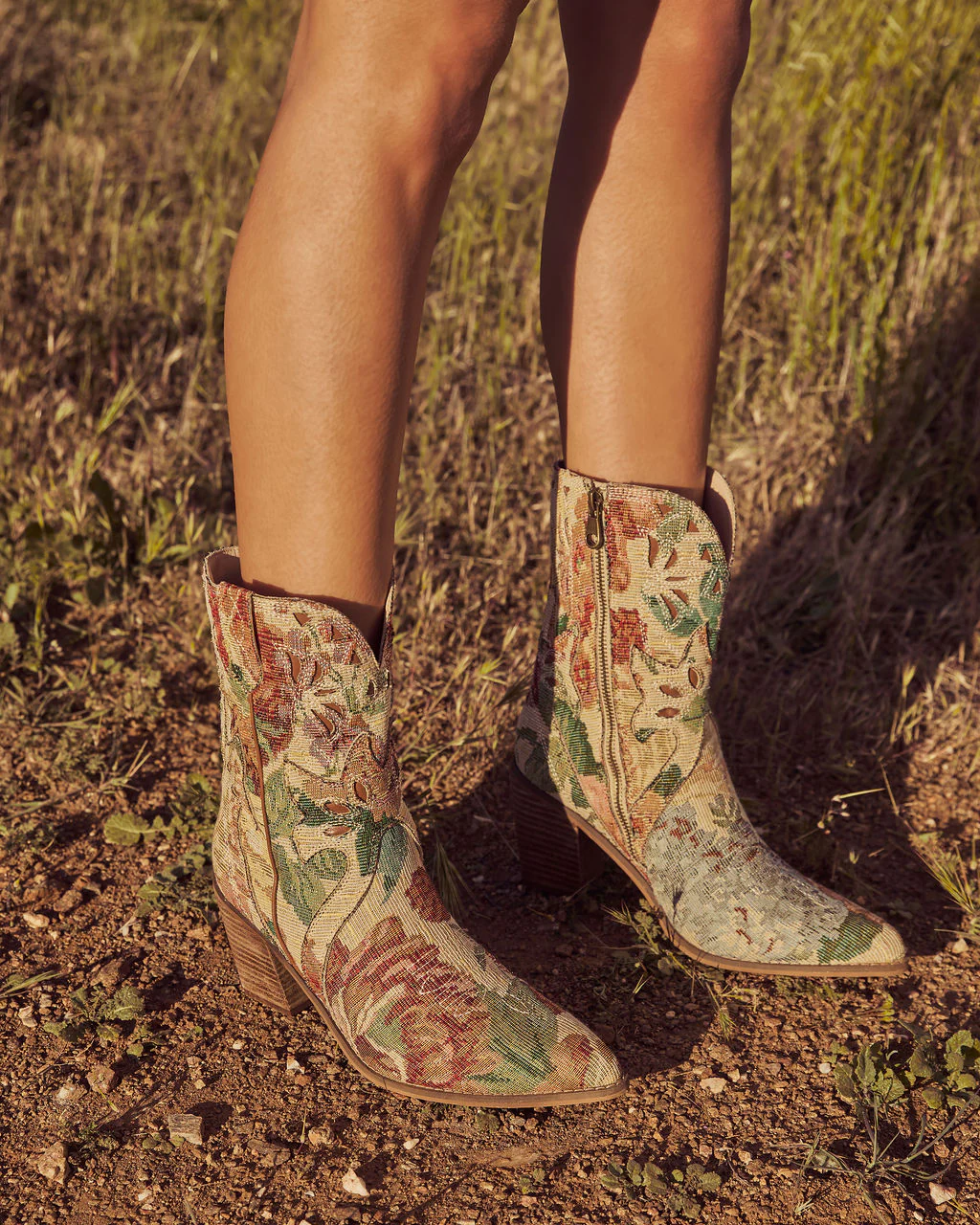 Coralie June Floral Tapestry Western Booties - Image 6