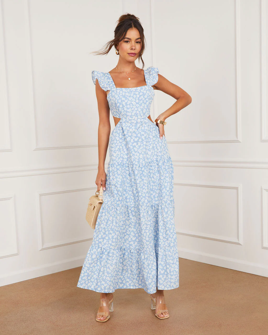 Cordelia Tiered Cut Out Back Floral Maxi Dress - Image 2