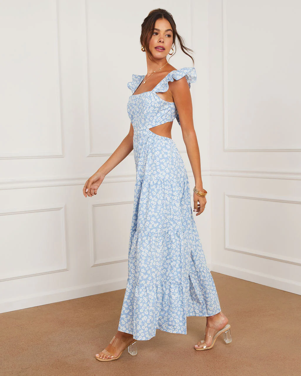 Cordelia Tiered Cut Out Back Floral Maxi Dress - Image 3