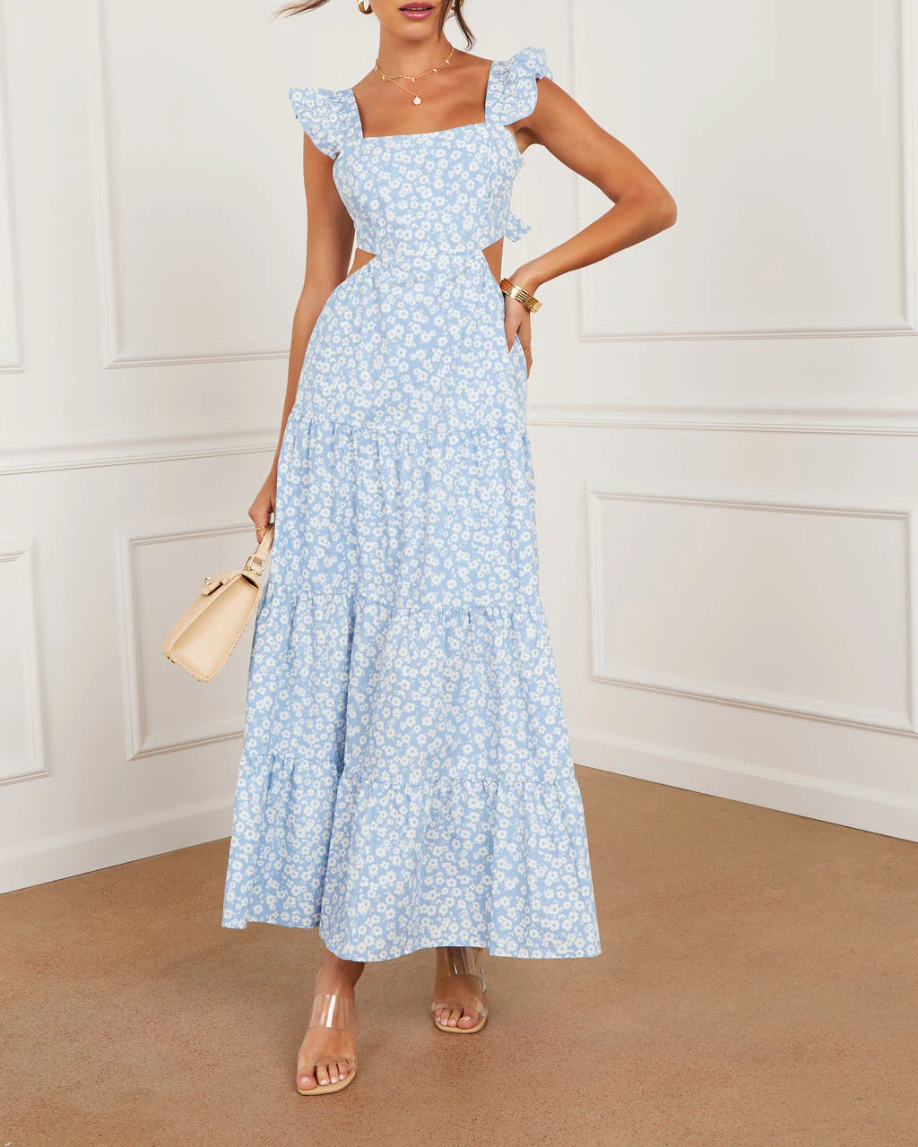 Cordelia Tiered Cut Out Back Floral Maxi Dress - Image 5