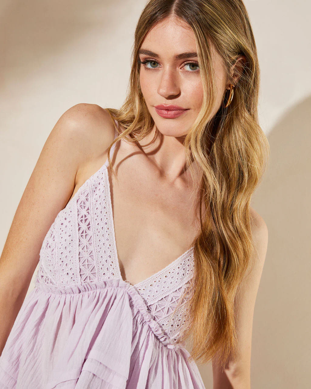 Cordo Eyelet Ruffle Hem Top - Image 3