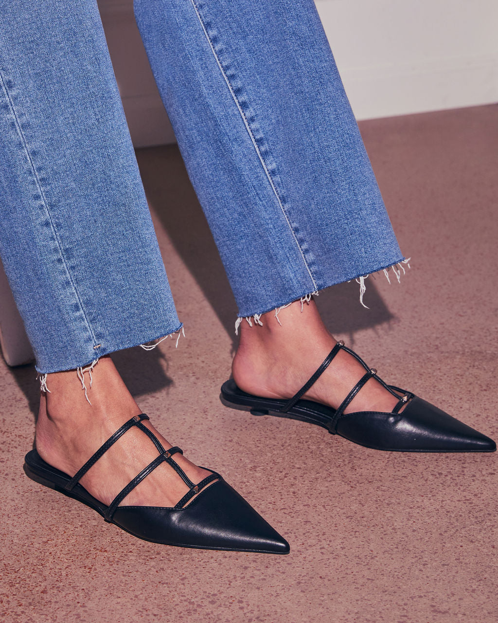 Corie Caged Leather Stud Flats - Image 5