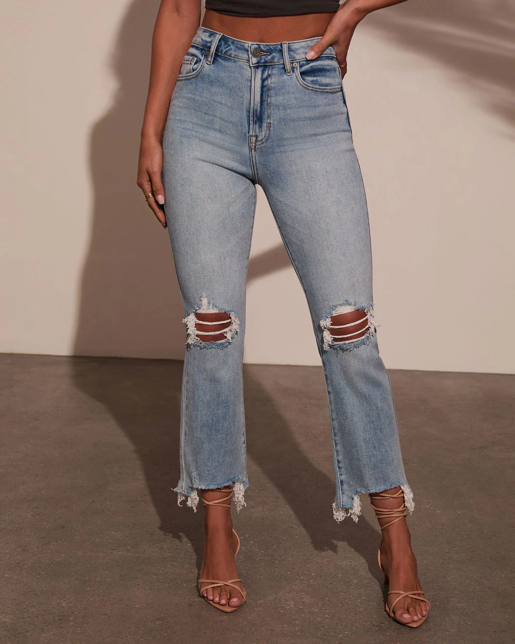 Cosmia Super Stretch High Rise Slim Leg Distressed Jeans - Image 2