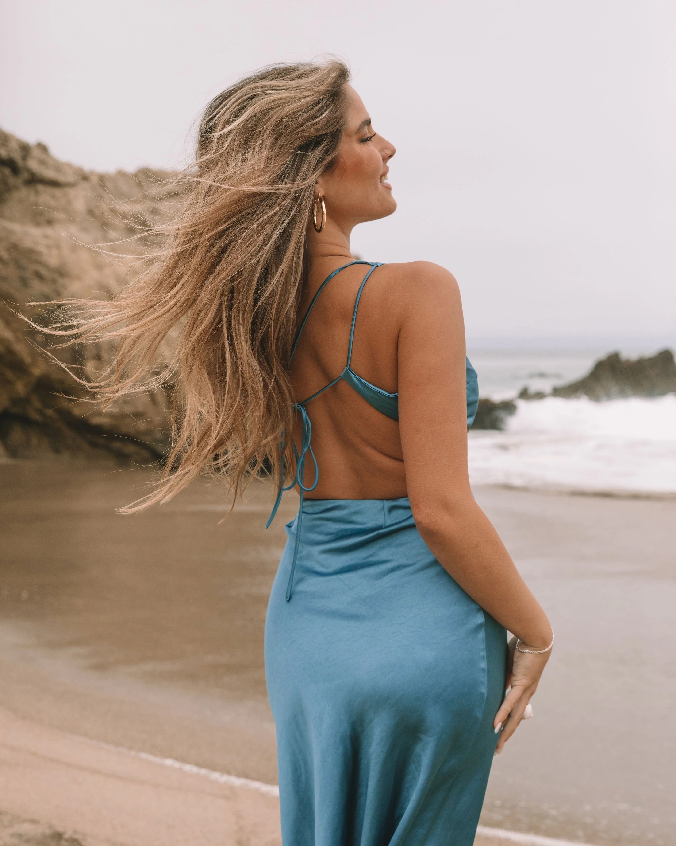 Cosmia Satin Cutout Midi Dress - Image 7