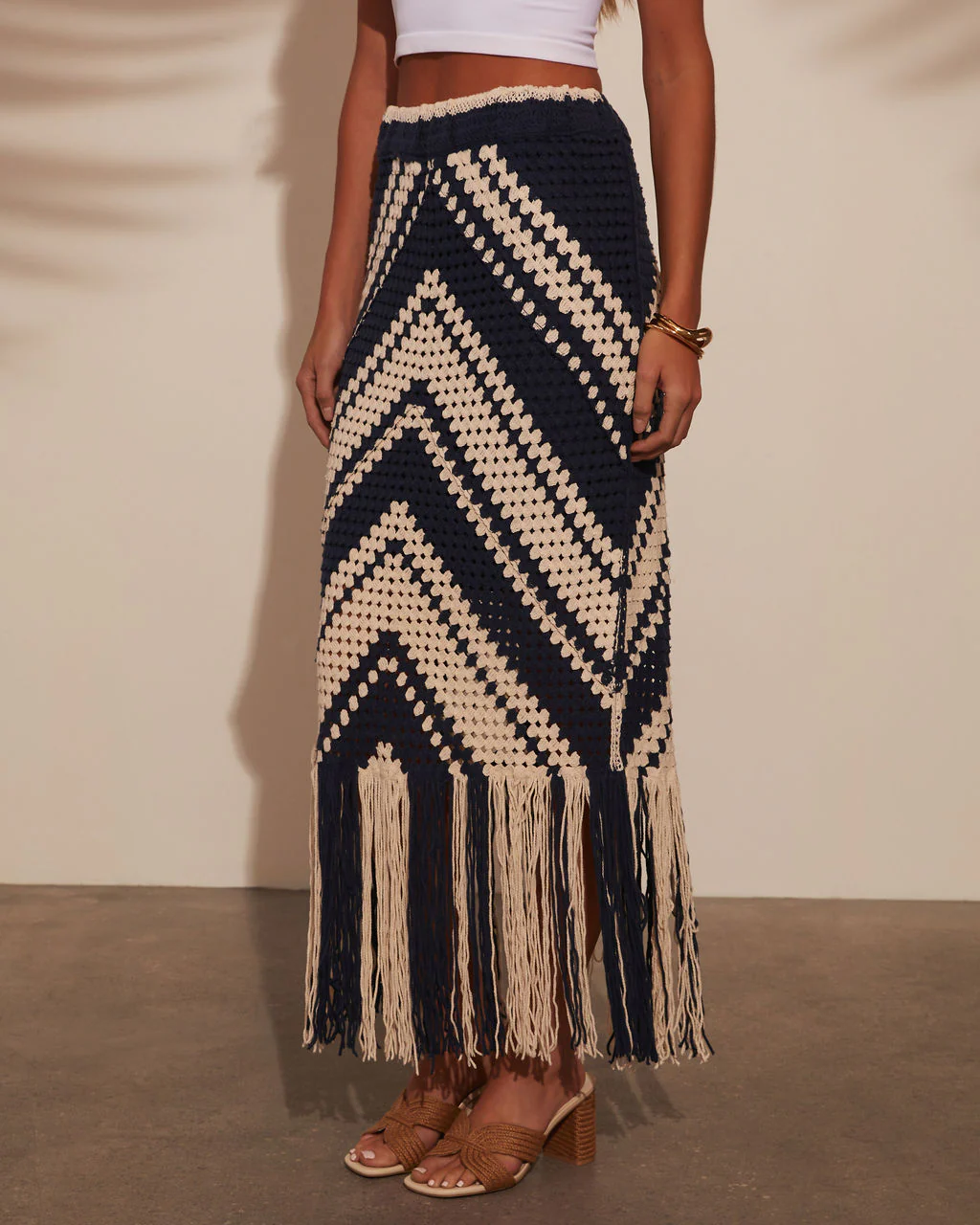 Costa Chic Fringe Crochet Maxi Skirt - Image 3