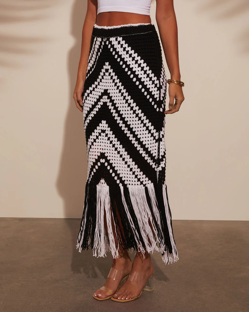Costa Chic Fringe Crochet Maxi Skirt - Image 9